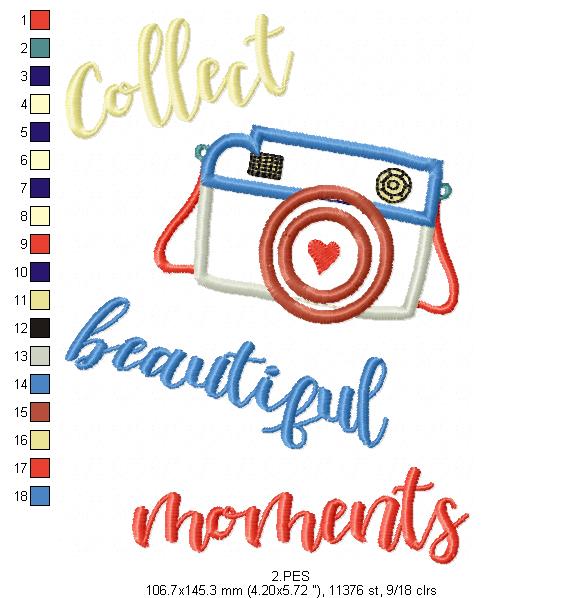 Photographic Camera - Applique -  6 Sizes - Machine Embroidery Design