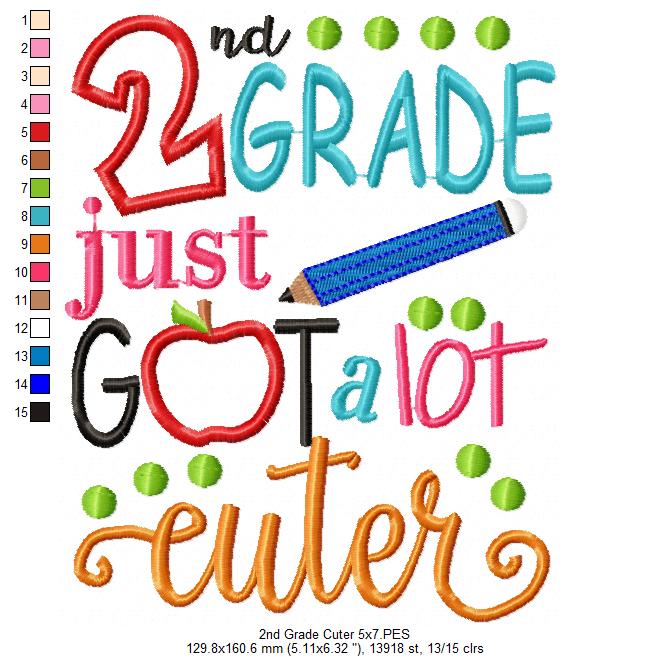 2nd Grade Just Got a Lot Cuter - Applique-Machine Embroidery Design