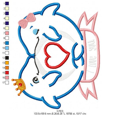 Dolphin couple dating - Applique - Machine Embroidery Designs