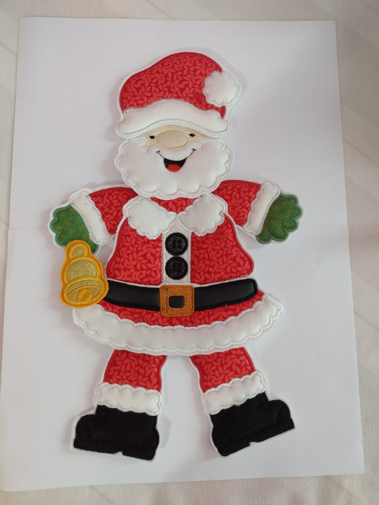 Santa Claus with Bell Door Ornament - ITH Project - Machine Embroidery Design