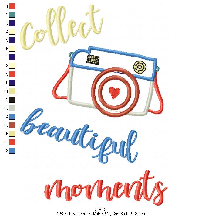 Photographic Camera - Applique -  6 Sizes - Machine Embroidery Design