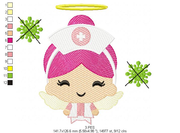 Nurse Embroidery Fill Stitch - 6 sIzes  - Machine Embroidery Design