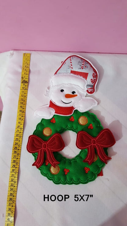 Snowman Wreath Christmas - ITH Project - Machine Embroidery Design