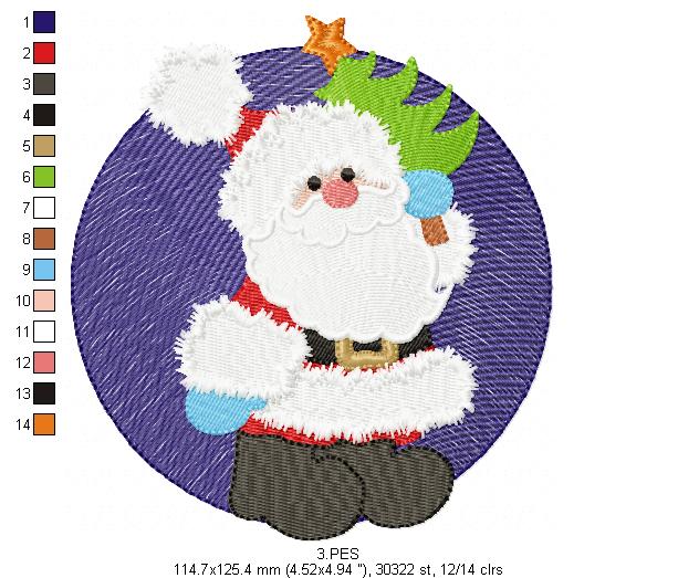 Santa Claus - Fill Stitch - 6 Sizes -  Machine Embroidery Design