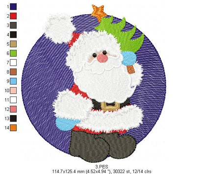 Santa Claus - Fill Stitch - 6 Sizes -  Machine Embroidery Design
