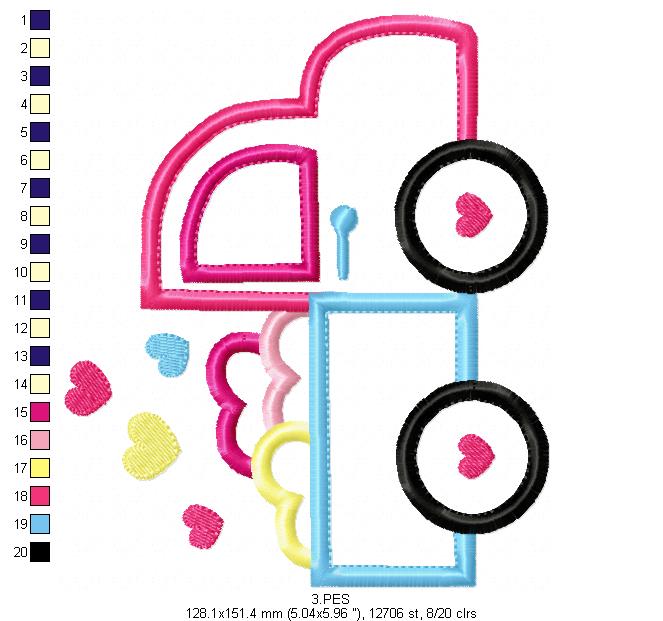 Love truck- Valentine's - Machine Embroidery Design