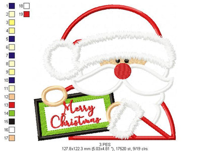 Santa Claus Merry Christmas - Applique - 6 Sizes - Machine Embroidery Designs