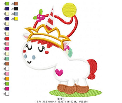Unicorn Christmas - Applique/ Fill Stitch - 6 Sizes -  Machine Embroidery Design