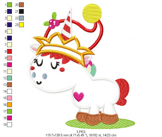 Unicorn Christmas - Applique/ Fill Stitch - 6 Sizes -  Machine Embroidery Design