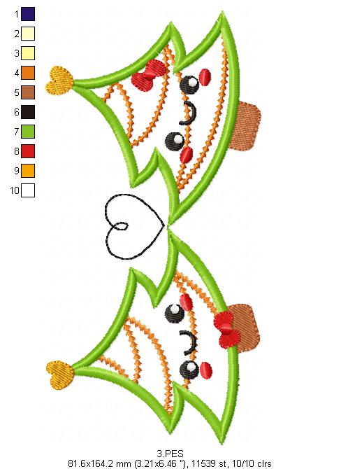 Love Tree Christmas  - Applique - 6 Sizes - Machine Embroidery Design