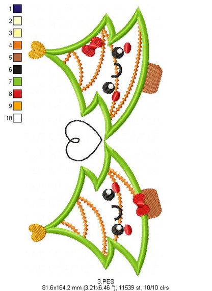 Love Tree Christmas  - Applique - 6 Sizes - Machine Embroidery Design