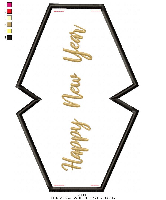 Happy New Year Face Mask - ITH Project - Machine Embroidery Design