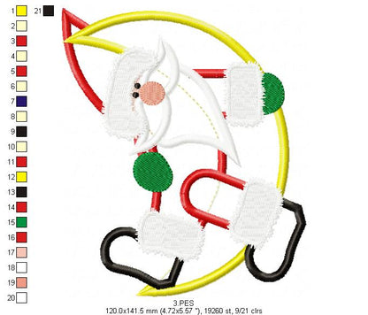 Santa Claus on the Moon - Applique - 6 Sizes - Applique - Machine Embroidery Designs