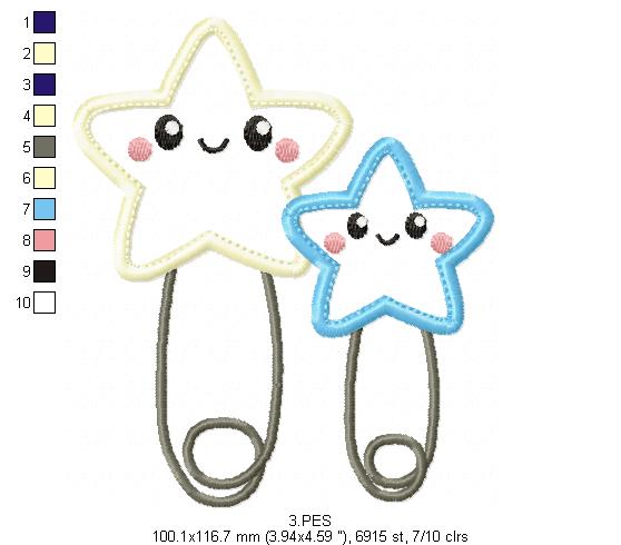 Baby Diaper Pin - Applique-  6 Sizes - Machine Embroidery Designs