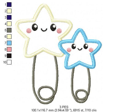 Baby Diaper Pin - Applique-  6 Sizes - Machine Embroidery Designs