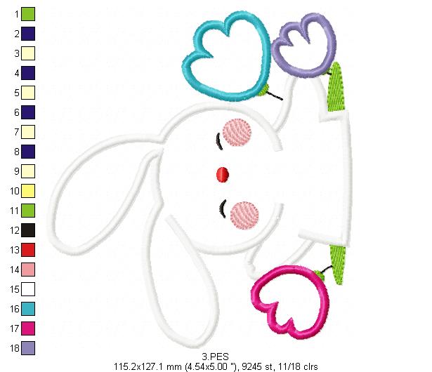 Cute bunny in the burrow - Applique