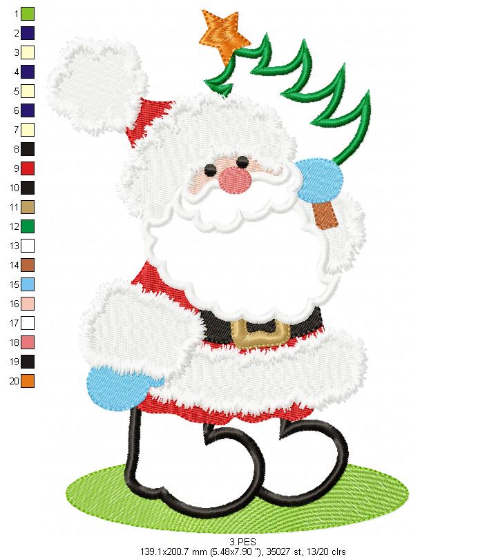 Santa Claus -  Applique / Fill Stitch - 6 Sizes - Christmas - Machine Embroidery Design