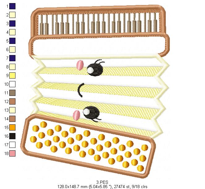 Oktoberfest - Accordion  - Germany  -  Applique  - 7 sizes -  Machine Embroidery Design