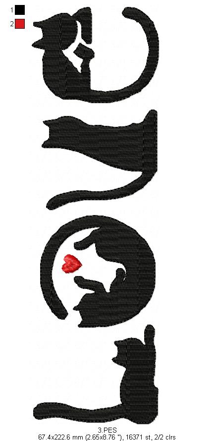 Love Cats - Valentine's Day - Machine Embroidery Design