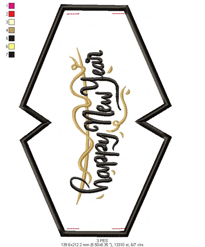 Happy New Year Face Mask - ITH Project - Machine Embroidery Design