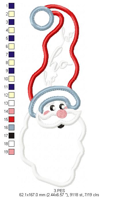 Santa Claus Ho Ho Ho  - Applique - 6 Sizes - Machine Embroidery Designs