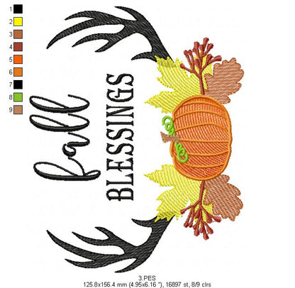 Fall Blessings- Fill stitch / Rippled - 6 sizes - Machine Embroidery Design