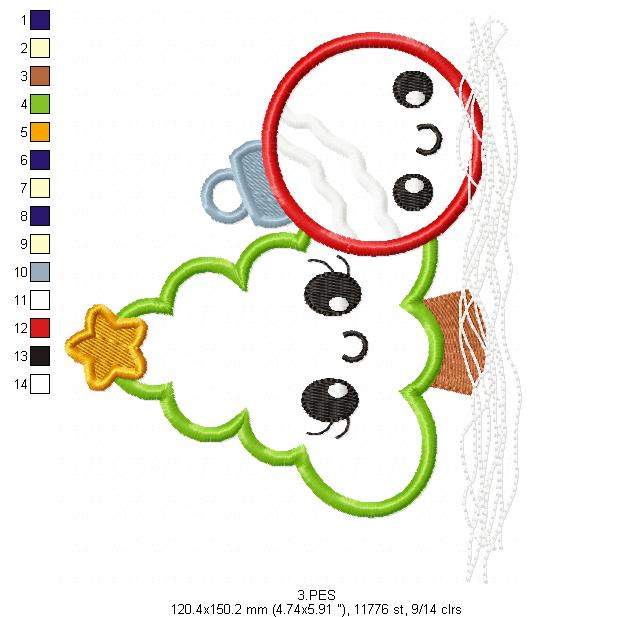 Christmas tree - Applique - 6 Sizes -  Machine Embroidery Design