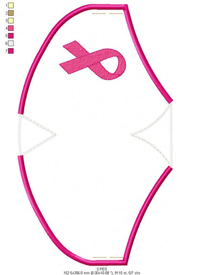 Pink October Face Mask - ITH Project - Machine Embroidery Design