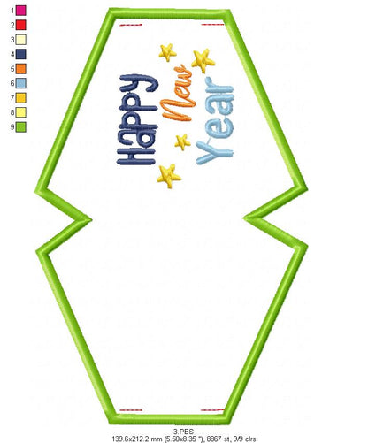 Happy New Year Face Mask - ITH Project - Machine Embroidery Design