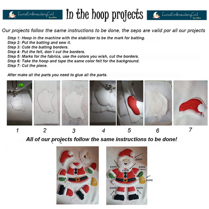 Santa Claus with Bell Door Ornament - ITH Project - Machine Embroidery Design