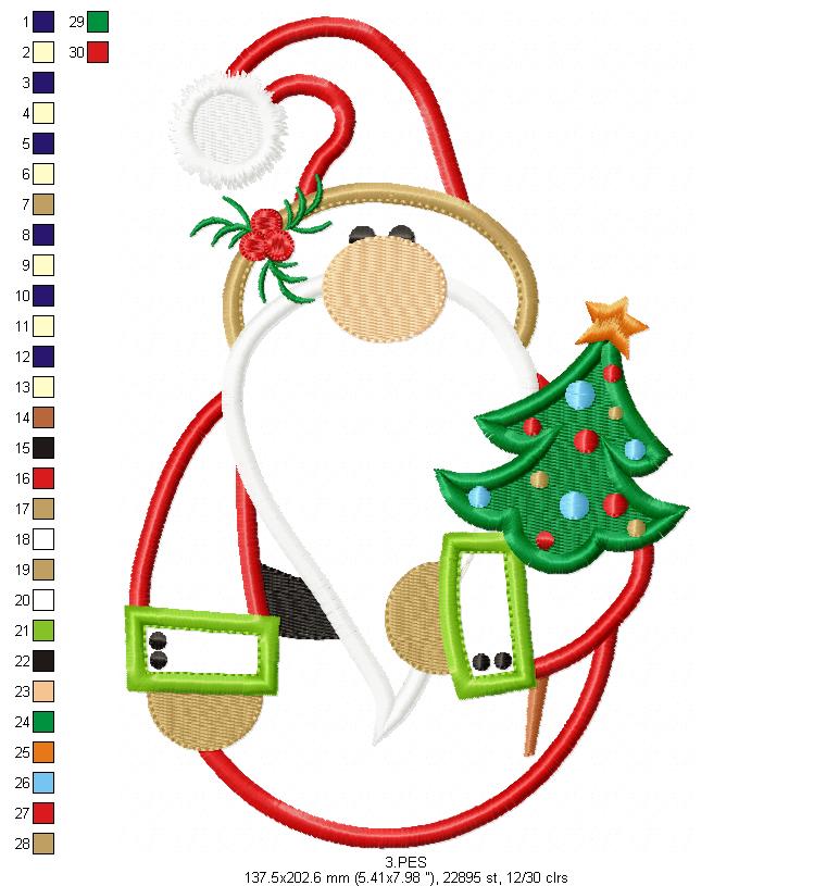 Christmas Gnome - Applique - 6 Sizes - Machine Embroidery Designs