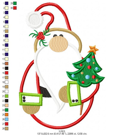 Christmas Gnome - Applique - 6 Sizes - Machine Embroidery Designs