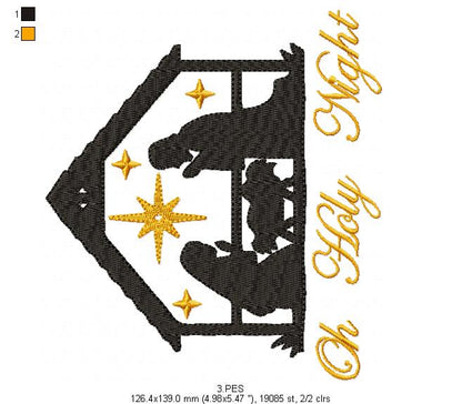 Oh Holy Night -  Nativity - Christmas - Fill STith - 6 Sizes - Machine Embroidery Designs