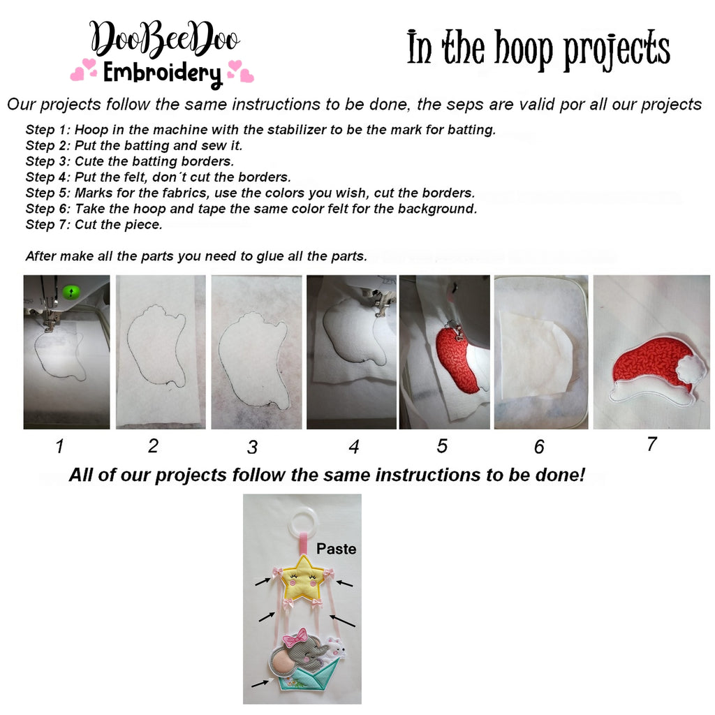 Baby Elephant Balloon Girl Nursery Door - ITH Project - Machine Embroidery Design