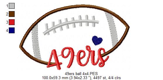 Football 49ers Ball - Fill Stitch Embroidery