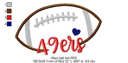 Football 49ers Ball - Fill Stitch Embroidery
