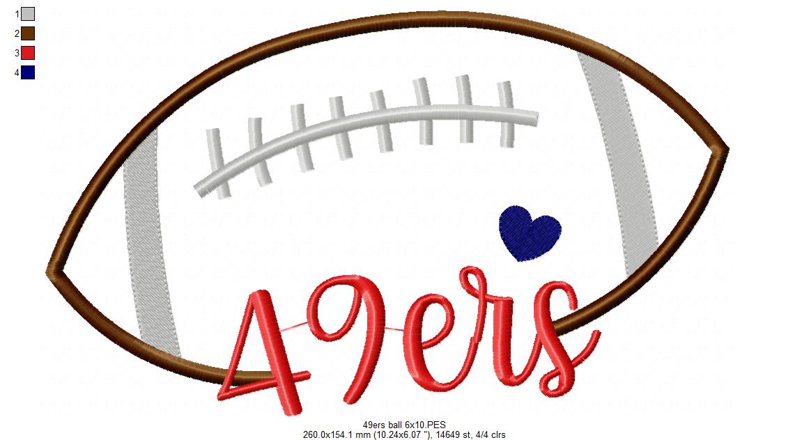 Football 49ers Ball - Fill Stitch Embroidery