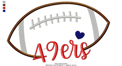 Football 49ers Ball - Fill Stitch Embroidery