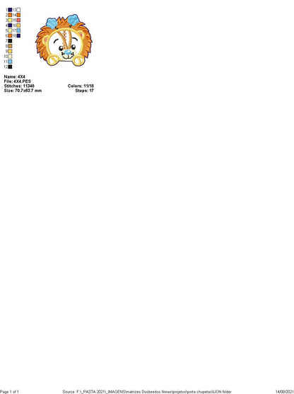 Lion Pacifier Holder - ITH Project - Machine Embroidery Design