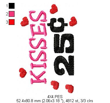 kISSES 25  - Fill Stitch - Machine Embroidery Design