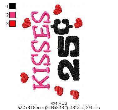 kISSES 25  - Fill Stitch - Machine Embroidery Design