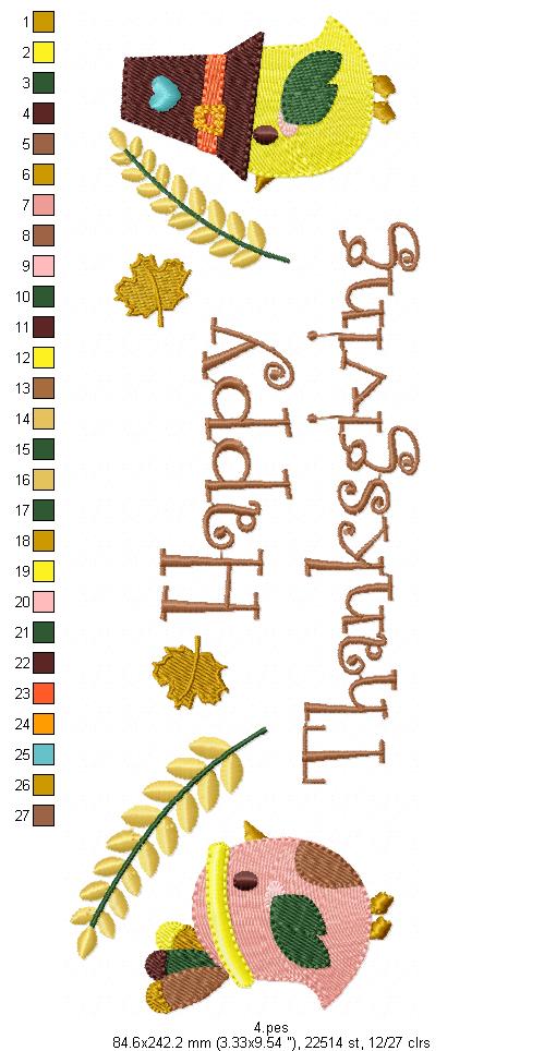 Happy Thanksgiving - Fill Stith - 7 Sizes - Machine Embroidery Designs