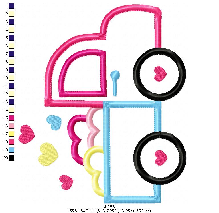 Love truck- Valentine's - Machine Embroidery Design