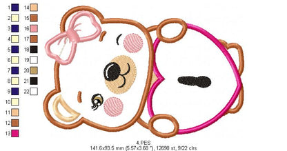 Couple of teddy bears key and lock - Applique - Machine Embroidery Designs