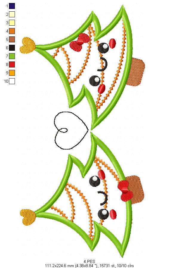 Love Tree Christmas  - Applique - 6 Sizes - Machine Embroidery Design