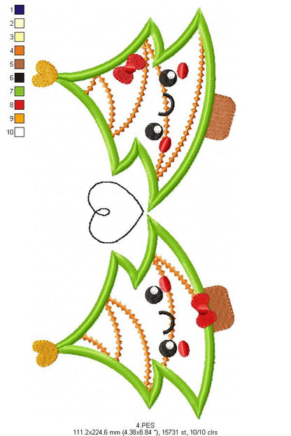 Love Tree Christmas  - Applique - 6 Sizes - Machine Embroidery Design