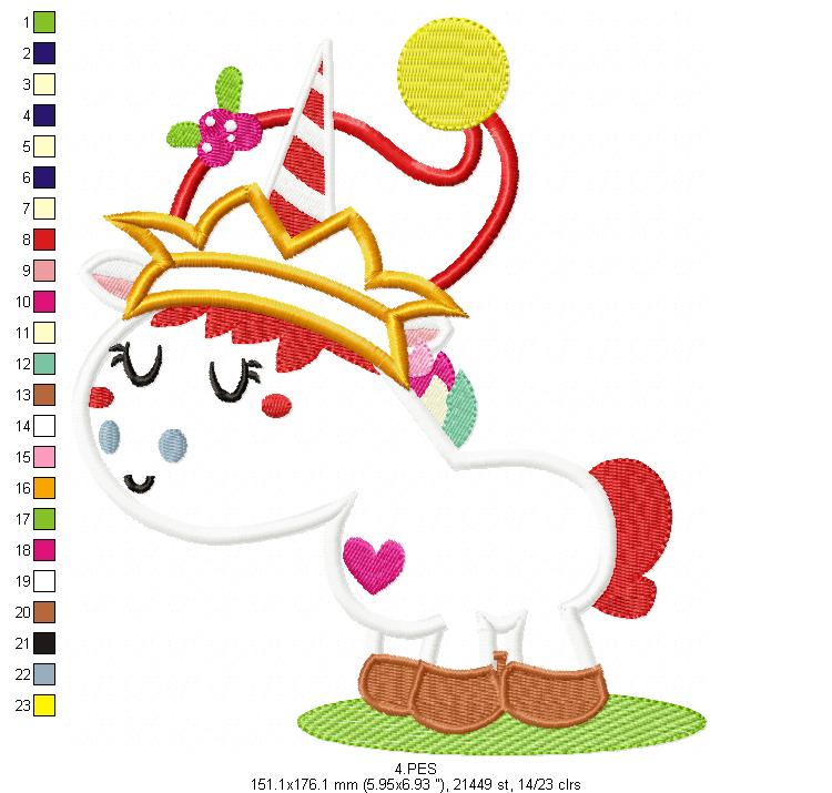 Unicorn Christmas - Applique/ Fill Stitch - 6 Sizes -  Machine Embroidery Design