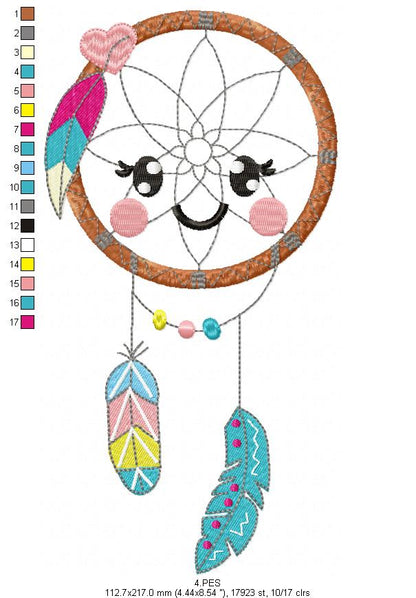 Dreams Catcherr - Applique - 6 Sizes  - Machine Embroidery Design