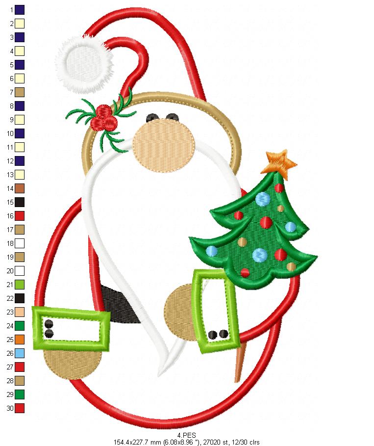Christmas Gnome - Applique - 6 Sizes - Machine Embroidery Designs
