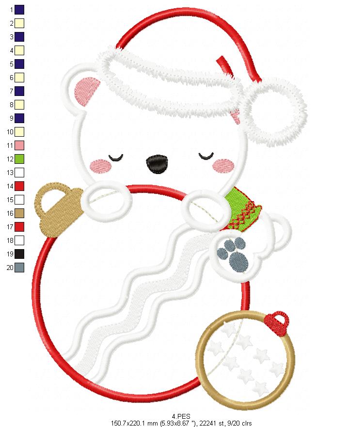Christmas Teddy Bear  - Applique - 6 Sizes - Machine Embroidery Designs